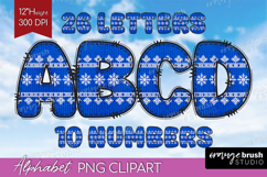 Knitted Christmas Doodle Alphabet Clipart - Nordic Xmas PNG Product Image 1