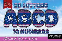 Knitted Christmas Doodle Alphabet Clipart - Nordic Xmas PNG Product Image 1