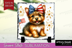 Norwich Terrier Dog Slate PNG Patriotic Dog Square Slate Product Image 1