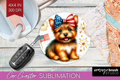 Norwich Terrier Dog Car Coaster Patriotic Dog Coaster PNG Product Image 1