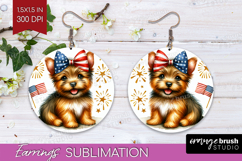 Norwich Terrier Dog Round Earrings Patriotic Dog PNG Product Image 1