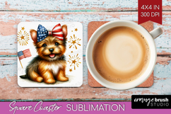 Norwich Terrier Dog Square Coaster Patriotic Dog Coaster PNG Product Image 1