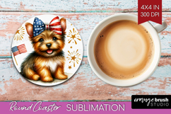 Norwich Terrier Dog Round Coaster Patriotic Dog Coaster PNG Product Image 1
