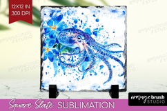 Octopus Floral Slate PNG Blue Flowers Square Slate Product Image 1