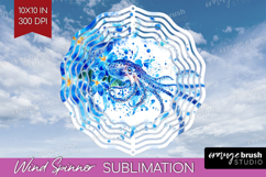 Octopus Floral Wind Spinner Sublimation PNG Blue Flowers Product Image 1