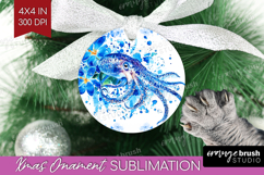 Octopus Floral Ornament PNG Blue Flowers PNG Sublimation Product Image 1