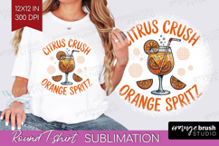 Orange Spritz Cocktail Round Tshirt Background Summer Drink Product Image 1