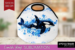 Orca Floral Lunch Bag Blue Flowers Lunch Bug PNG Sublimation Product Image 1
