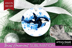 Orca Floral Ornament PNG Blue Flowers PNG Sublimation Product Image 1