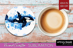 Orca Floral Round Coaster Blue Flowers Coaster PNG Product Image 1