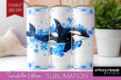 Orca Floral Tumbler Wrap Blue Flowers Tumbler PNG Product Image 1