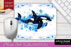 Orca Floral Mouse Pad Sublimation Blue Flowers Mousepad PNG Product Image 1