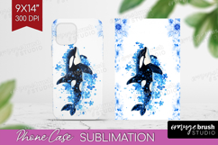 Orca Floral Phone Case PNG Blue Flowers Case PNG Sublimation Product Image 1
