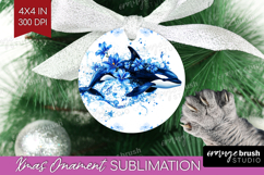 Orca Floral Ornament PNG Blue Flowers PNG Sublimation Product Image 1