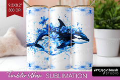 Orca Floral Tumbler Wrap Blue Flowers Tumbler PNG Product Image 1