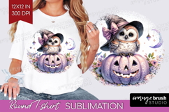 Owl Halloween Round Tshirt Background Coquette PNG Product Image 1