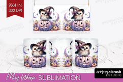 Owl Halloween Mug Wrap Coquette Mug PNG Sublimation Product Image 1
