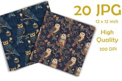 Owls Digital Paper, seamless pattern. version 2.0 | 20 JPG Product Image 2