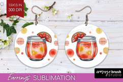 Paloma Cocktail Round Earrings Summer Drink PNG Sublimation Product Image 1