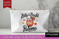 Paloma Cocktail Cosmetic Bag Summer Drink Makeup Bag PNG Product Image 1