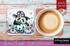 Panda Halloween Square Coaster Coquette Coaster PNG Product Image 1