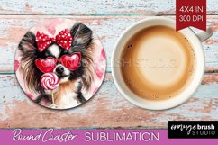 Papillon Valentine Round Coaster Valentines Day Coaster PNG Product Image 1