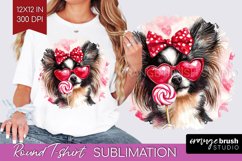 Papillon Valentine Round Tshirt Background Valentines Day Product Image 1
