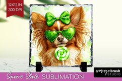 Papillon St. Patricks Day Dog Slate PNG Dog Square Slate Product Image 1