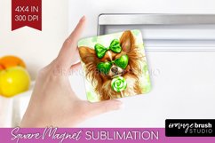 Papillon St. Patricks Day Dog Magnet Sublimation Dog Square Product Image 1