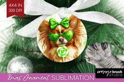 Papillon St. Patricks Day Dog Ornament PNG Dog PNG Product Image 1