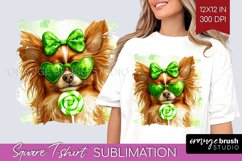 Papillon St. Patricks Day Dog Square Tshirt Background Dog Product Image 1