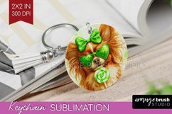 Papillon St. Patricks Day Dog Keychain PNG Dog Keychain Product Image 1