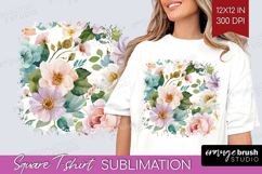 Pastel Flowers Square Tshirt Background - Summer PNG Product Image 1