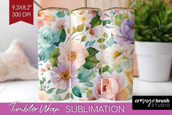 Pastel Flowers Tumbler Wrap - Summer Tumbler PNG Sublimation Product Image 1