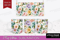 Pastel Flowers Mug Wrap - Summer Mug PNG Sublimation Product Image 1