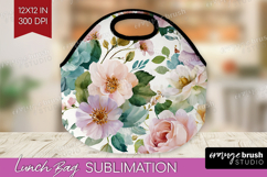 Pastel Flowers Lunch Bag - Summer Lunch Bug PNG Sublimation Product Image 1