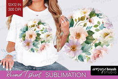 Pastel Flowers Round Tshirt Background - Summer PNG Product Image 1