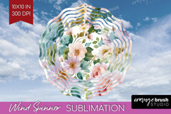 Pastel Flowers Wind Spinner Sublimation PNG - Summer Round Product Image 1