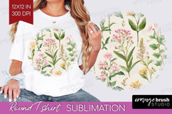 Pastel Flowers Round Tshirt Background - Summer PNG Product Image 1