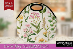 Pastel Flowers Lunch Bag - Summer Lunch Bug PNG Sublimation Product Image 1