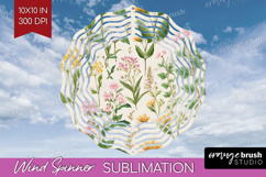 Pastel Flowers Wind Spinner Sublimation PNG - Summer Round Product Image 1