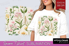Pastel Flowers Square Tshirt Background - Summer PNG Product Image 1