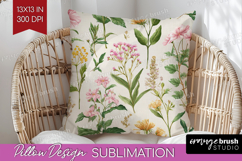 Pastel Flowers Pillow Sublimation - Summer Pillow Cover PNG Product Image 1