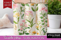 Pastel Flowers Tumbler Wrap - Summer Tumbler PNG Sublimation Product Image 1