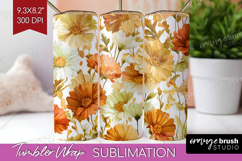 Pastel Flowers Tumbler Wrap - Summer Tumbler PNG Sublimation Product Image 1