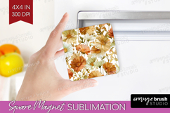 Pastel Flowers Magnet Sublimation - Summer Square Magnet PNG Product Image 1