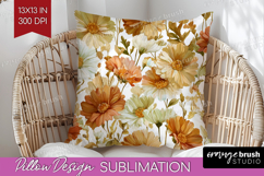 Pastel Flowers Pillow Sublimation - Summer Pillow Cover PNG Product Image 1