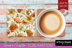 Pastel Flowers Square Coaster - Summer Coaster PNG Product Image 1