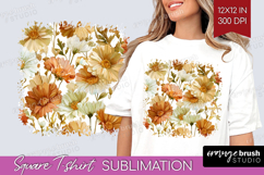 Pastel Flowers Square Tshirt Background - Summer PNG Product Image 1