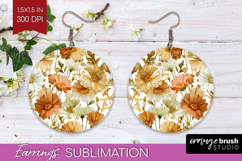 Pastel Flowers Round Earrings - Summer PNG Sublimation Product Image 1